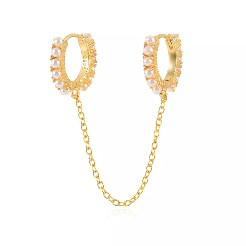 Double Pearl Hoops